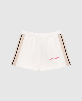 Palm Angels Children's white shorts with logo print PGCL001S26FAB001