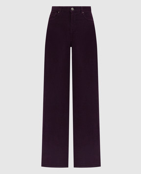 Twinset Purple corduroy pants with logo patch 252TT2182
