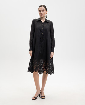 Max Mara Black MELA shirt dress with embroidered sash MSTMELA