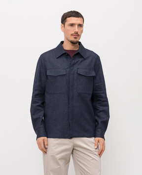 Agnona Blue linen shirt-style jacket TS09U1YU3047
