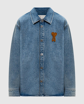 Ami Paris Blue denim shirt with a patch UJK897DE0046w