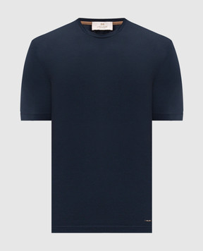 Enrico Mandelli Blue T-shirt with engraved logo 3K027A6035
