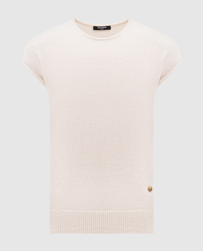 Balmain Ivory wool top HF1ALB45KI87