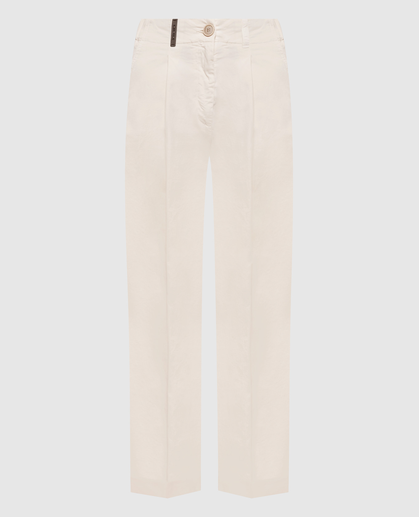 

Ivory pants with branded patch Peserico, Beige