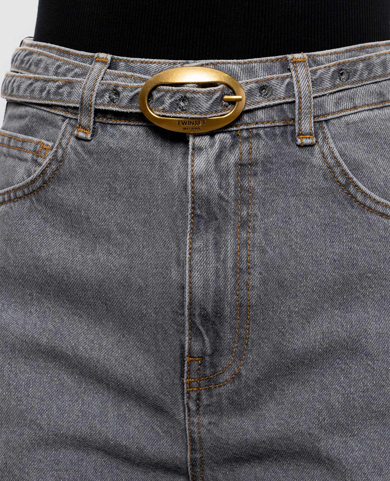 Gray jeans with belt Twinset 5
