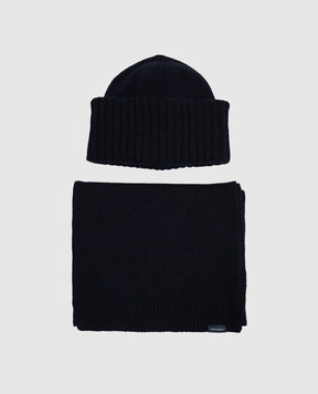 Woolrich Blue beanie and scarf set in a gift box CFWWAC2041FRUF0706