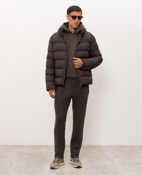 Agnona Brown cashmere, wool and silk hoodie KN12U582G1213