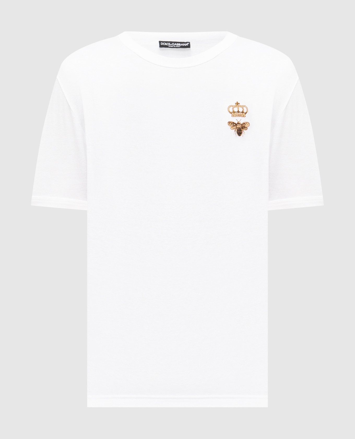 

White T-shirt with branded embroidery Dolce&Gabbana