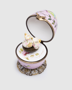 Fanex France Pink musical porcelain egg OPPAROSE