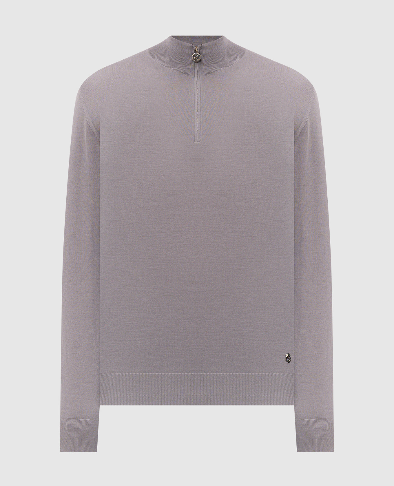 Gray wool jumper with zipper