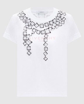 Givenchy Deconstructed Crystals White T-Shirt BW70FJP7ER