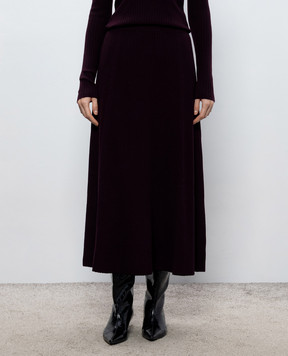 JOSEPH Hallie burgundy ribbed wool midi dress JF010113