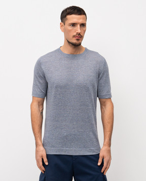Brunello Cucinelli Blue linen t-shirt M2L00340