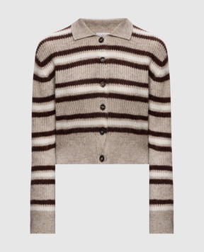 Brunello Cucinelli Beige cashmere and wool striped cardigan MTX767906