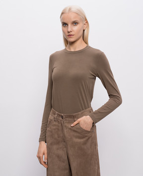 Brunello Cucinelli Brown long sleeve with monil chain MPT18B0107