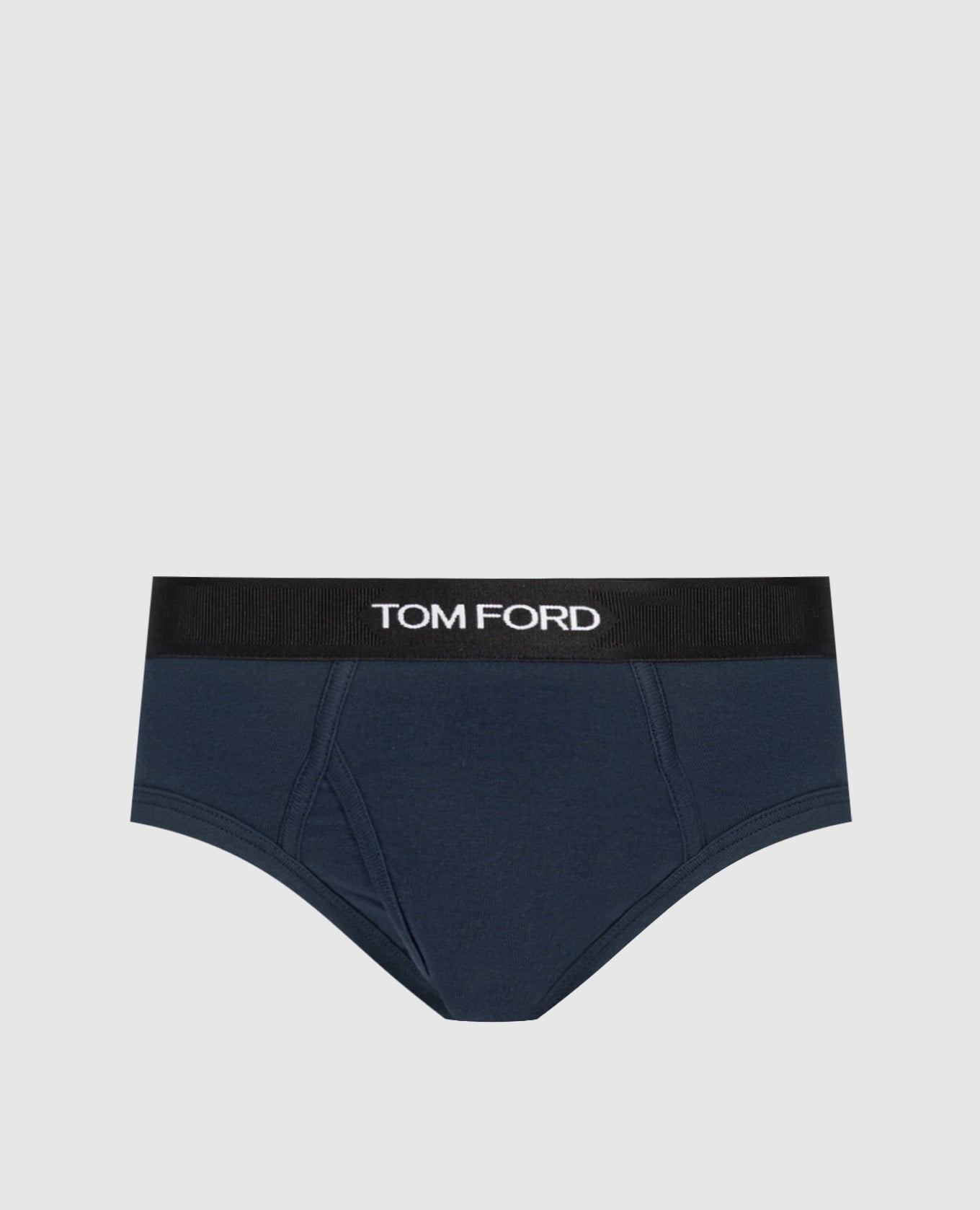 Blue briefs with logo pattern