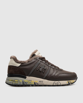 Premiata Brown leather Lander sneakers with fur LANDER8658M