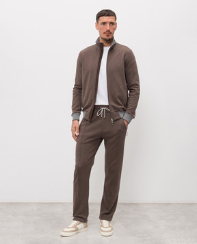Doriani Cashmere Brown sports jacket with contrast cuffs 846J29LUNJ29CO