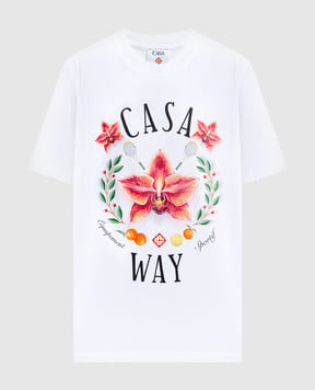 Casablanca White T-shirt with Casa Way Orchid print MSP26JTS00115