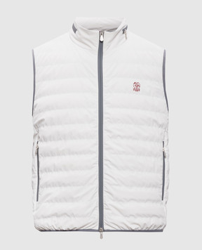 Brunello Cucinelli White down vest with embroidered emblem MM49A7460G