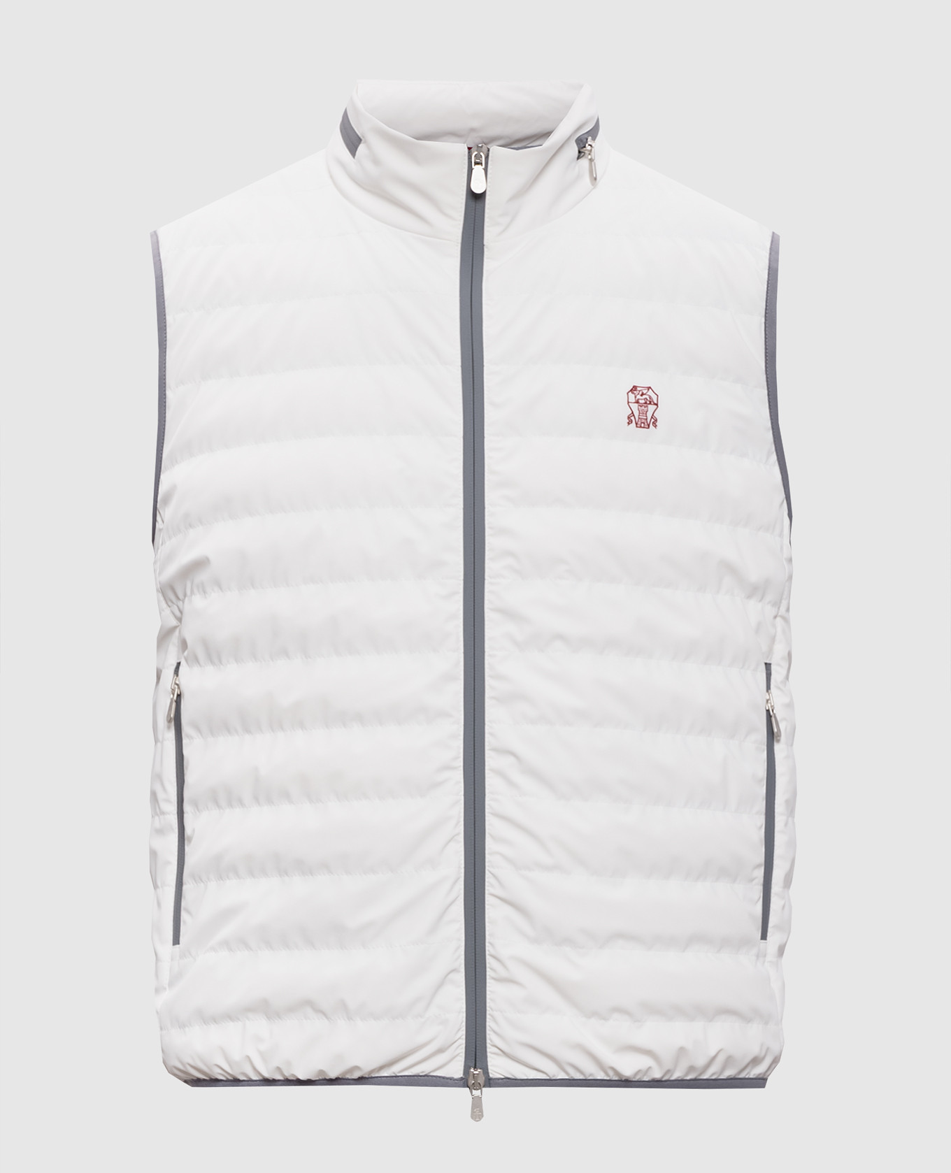 

White down vest with embroidered emblem Brunello Cucinelli