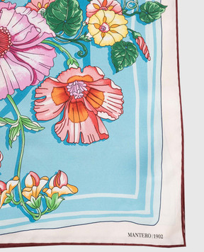 MANTERO 1902 Petals & Pies Blue Silk Scarf 0904F0030G56414