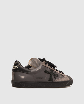 Premiata Steven grey distressed leather sneakers STEVEN