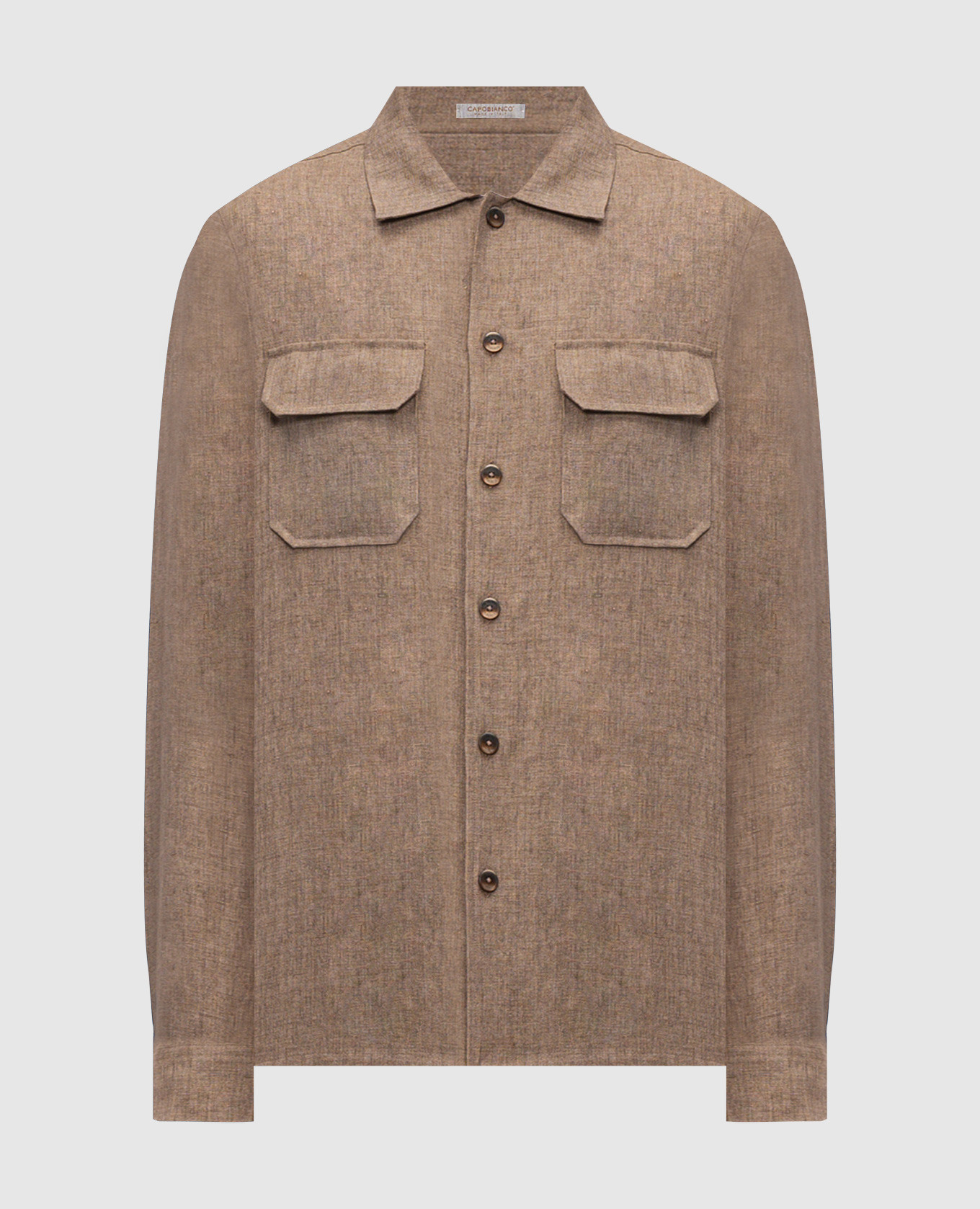 Brown linen straight-cut shirt