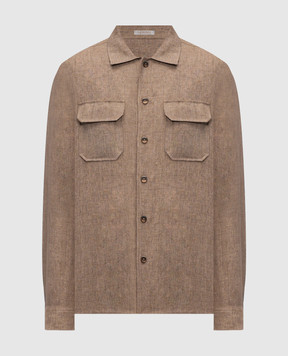 CAPOBIANCO Brown linen straight-cut shirt 20M515LL00