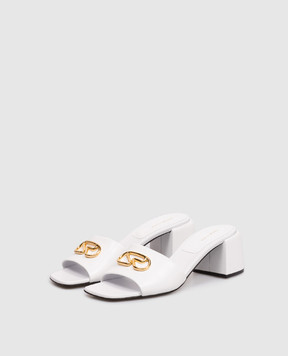 Sergio Rossi Surge white leather mules with textured monogram B11370MMVN13