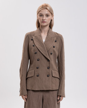 Masnada Brown double-breasted jacket with wool 8121
