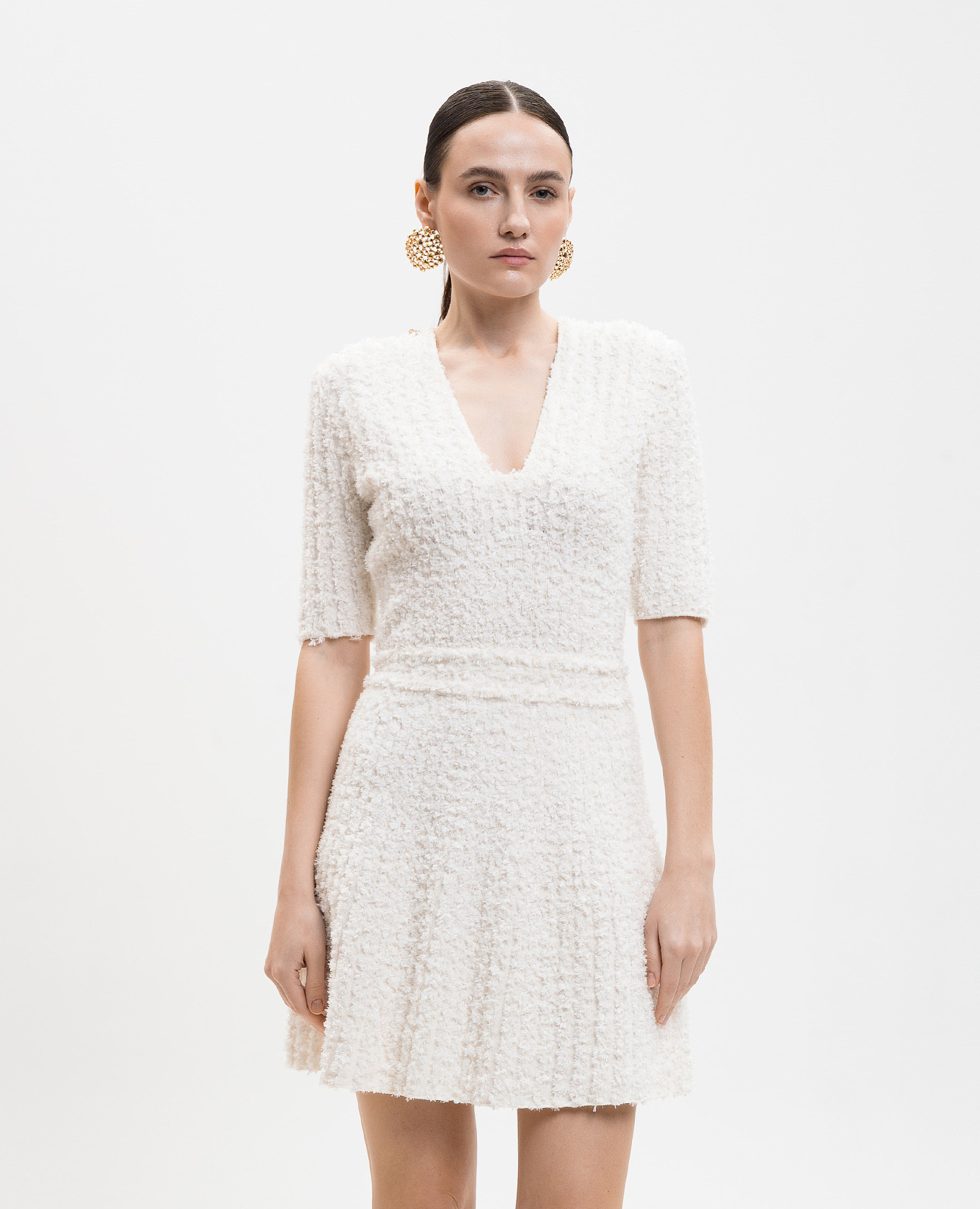 

Ivory tweed dress Balmain, Beige