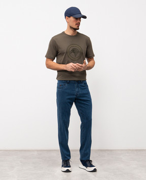 Stefano Ricci Khaki T-shirt with embroidered emblem MNH6205260803