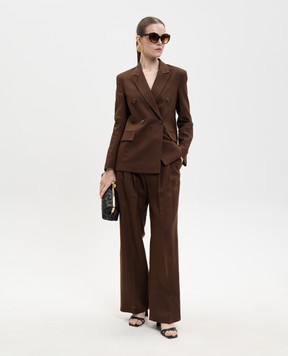 Twinset Brown double-breasted jacket with linen 261AP2323