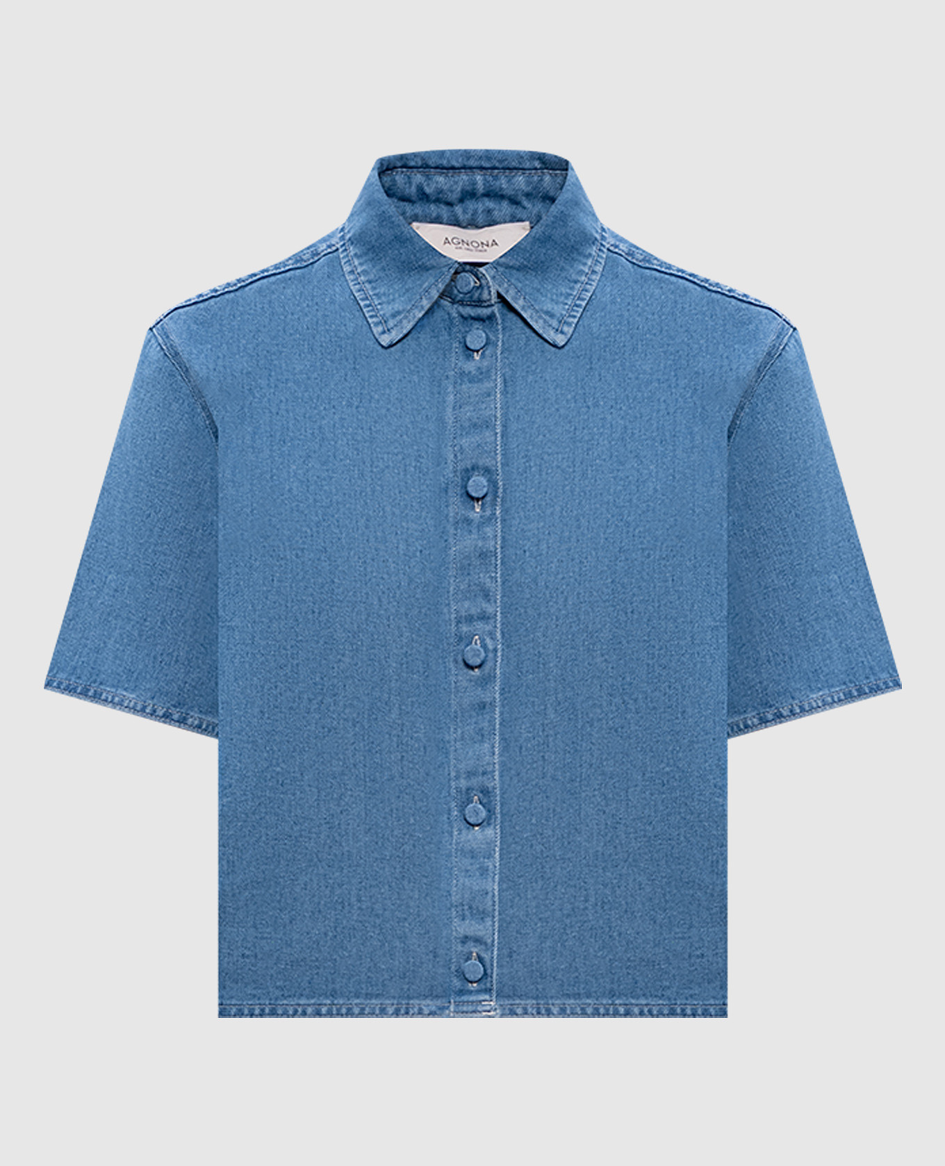 Blue denim shirt with linen