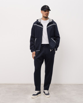 Brunello Cucinelli Blue sports jacket with logo print MM8433376G