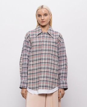 Victoria Beckham Beige checked shirt jacket 1226WCT007204A