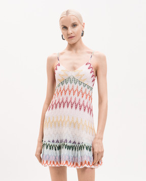 Missoni White sundress with a patterned ruffle DS26SG40BR015I