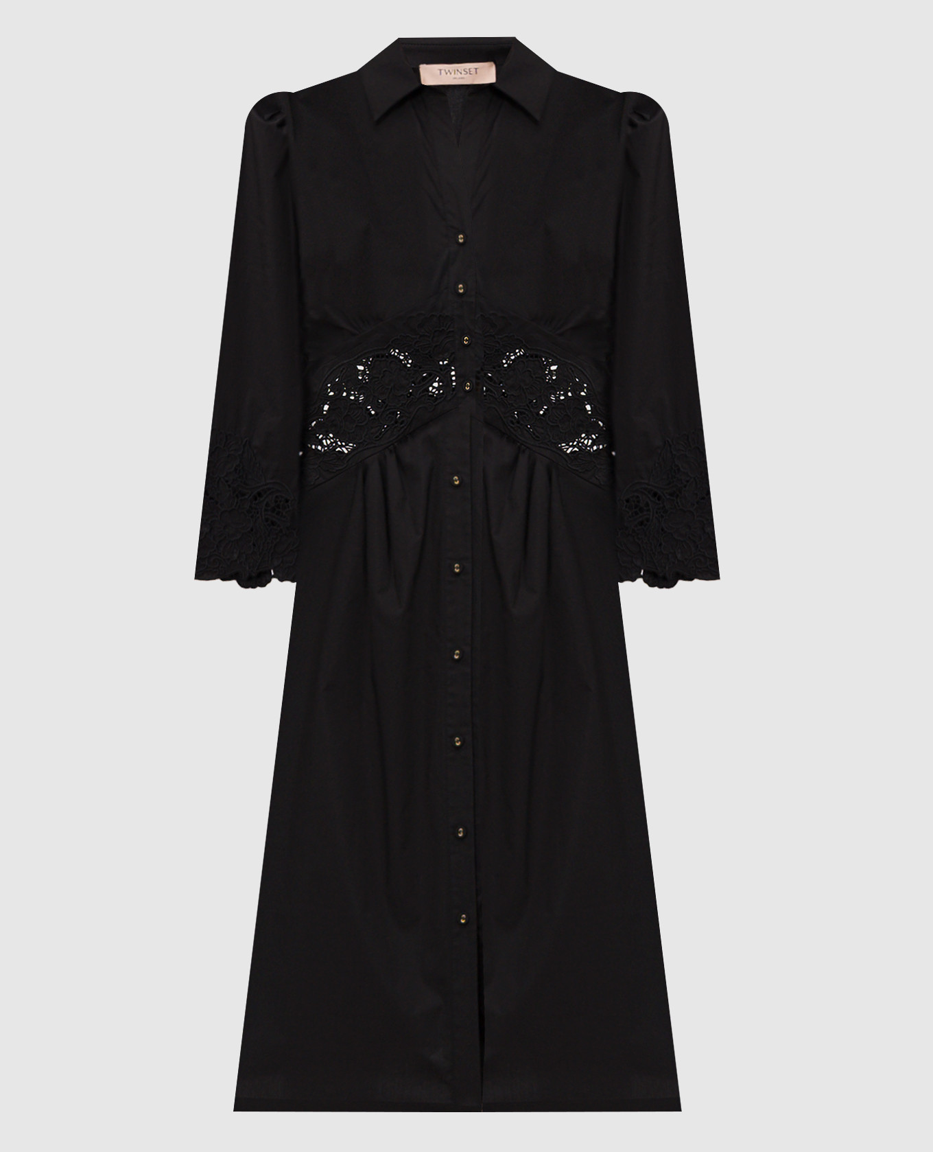 

Black shirt dress with broderie embroidery Twinset