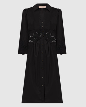 Twinset Black shirt dress with broderie embroidery 261TT2034