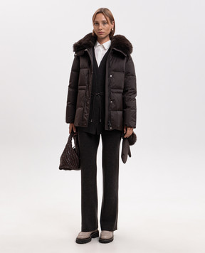 Peserico Brown wool, silk and cashmere trousers A94117F12K09283