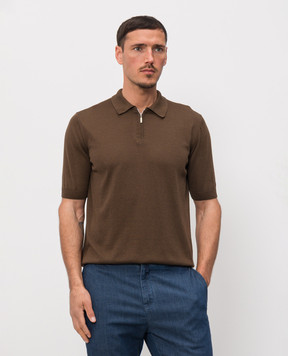Castangia dal 1850 Brown silk polo shirt DBPZ1S26