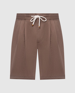 Brunello Cucinelli Brown linen shorts MH255U0020