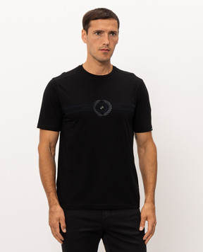 Stefano Ricci Black T-shirt with embroidered logo MNH6305420803