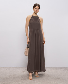 Peserico Brown dress with monil chain A0205807309