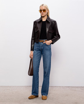 Babe Pay Pls Dark brown cropped leather jacket 2424ИЗМAMAZON