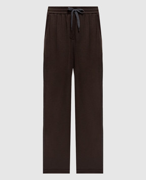 Brunello Cucinelli Brown sweatpants with monil chain MP828SM689