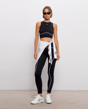 Off-White Black leggings with logo pattern 2FH00668B