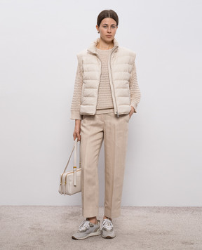 Peserico Beige openwork jumper with sequins S99121F0509110