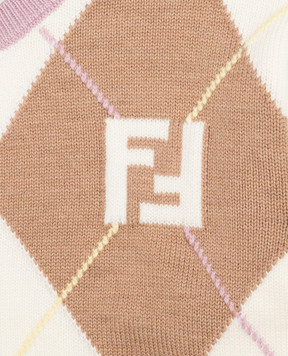 Fendi Children's wool cardigan with geometric pattern JFG266AJ8X812+